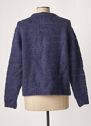 Pull finition bords-côtes manches longues bleu LA FEE MARABOUTEE femme
