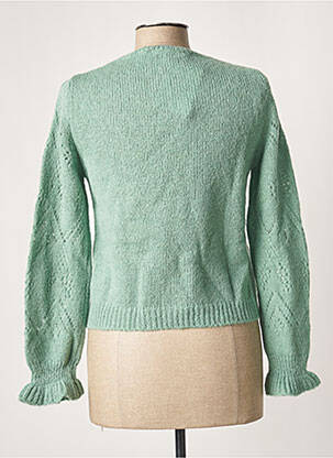 Pull maille ajourée manches longues vert LA FEE MARABOUTEE femme