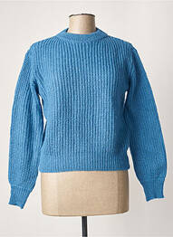 Pull finition bords-côtes manches longues bleu LA FEE MARABOUTEE femme