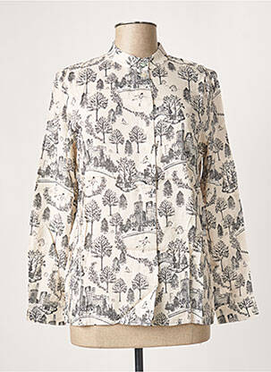 Chemisier col mao manches longues beige LA FEE MARABOUTEE femme