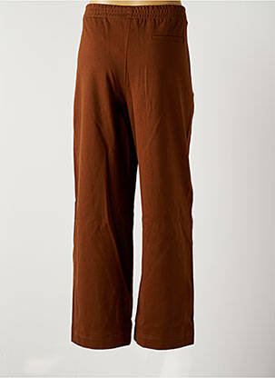 Pantalon large fermeture zippée sous rabat boutonné taille haute marron LA FEE MARABOUTEE femme