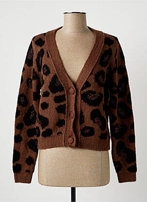 Gilet manches longues resserrée sur le bas marron LA FEE MARABOUTEE femme