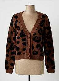 Gilet manches longues resserrée sur le bas marron LA FEE MARABOUTEE femme