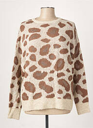 Pull finition bords-côtes manches longues marron LA FEE MARABOUTEE femme