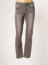 Jeans coupe slim broderie rivets taille normale gris CREAM femme