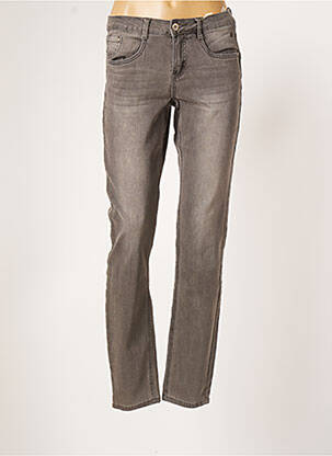 Jeans coupe slim broderie rivets taille normale gris CREAM femme
