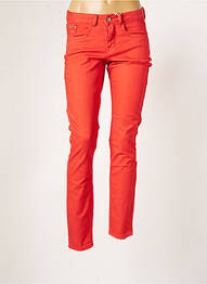Pantalon slim broderie rivets taille basse orange CREAM femme