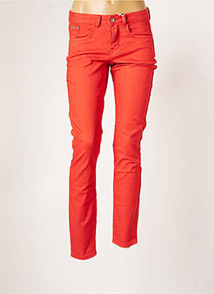 Pantalon slim broderie rivets taille basse orange CREAM femme