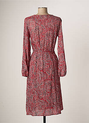 Robe mi-longue coupe fluide manches longues rouge C'EST BEAU LA VIE femme