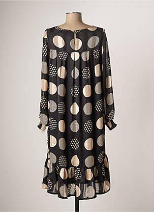 Robe mi-longue coupe fluide manches longues noir SIGNATURE femme