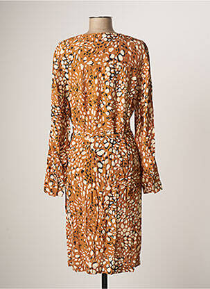 Robe mi-longue coupe fluide manches longues marron DIANE LAURY femme