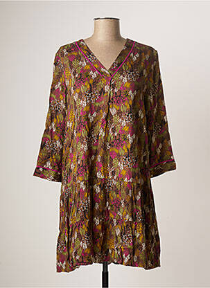 Robe courte manches 3/4 manches 3/4 marron LOLA ESPELETA femme