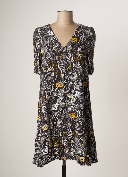 Robe courte coupe évasée manches courtes noir LOLA ESPELETA femme