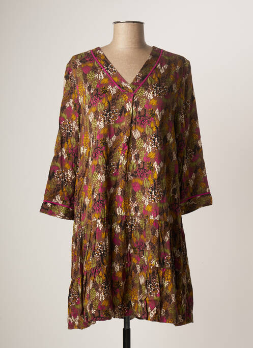 Robe courte manches 3/4 manches 3/4 marron LOLA ESPELETA femme