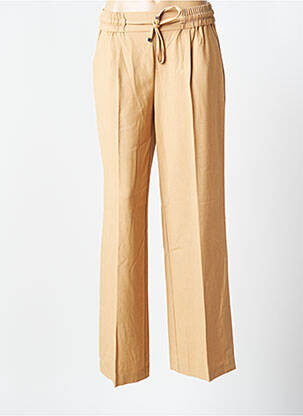 Pantalon large tissage crêpe taille normale beige B.YOUNG femme