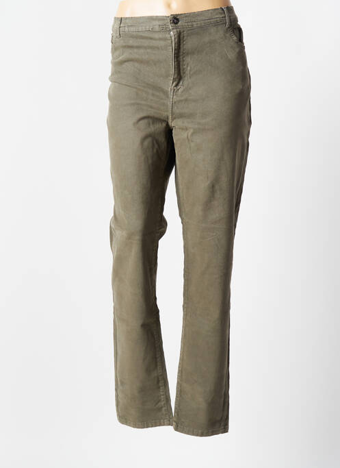 Pantalon slim tissage popeline taille haute vert IMPAQT femme