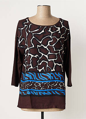 Top tissage crêpe manches 3/4 marron BETTY BARCLAY femme