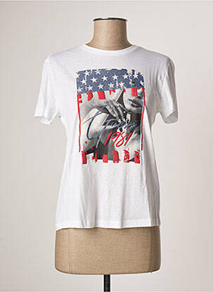 T-shirt sérigraphie manches courtes blanc GUESS femme