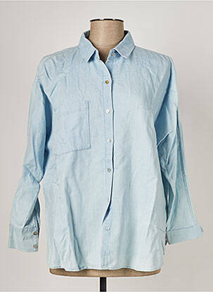 Chemisier poches poitrine manches longues bleu REIKO femme