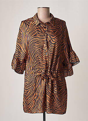 Tunique manches longues col chemisier marron 29185001 femme