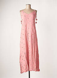 Robe longue coupe fluide fines bretelles rose GOA femme