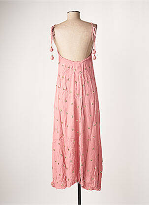 Robe longue coupe fluide fines bretelles rose GOA femme