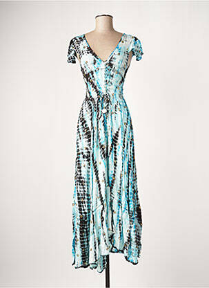 Robe longue manches courtes manches courtes bleu GOA femme