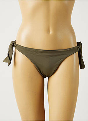 Bas de maillot de bain effet matière satinée bikini vert MON PETIT BIKINI femme