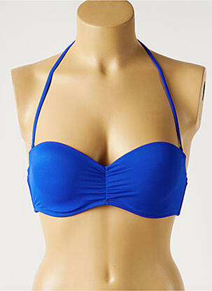 Haut de maillot de bain bretelles élastiquées haut soutien-gorge push-up bleu MON PETIT BIKINI femme