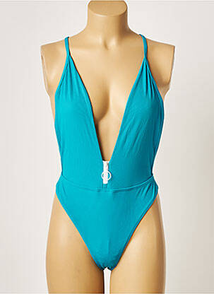 Maillot de bain 1 pièce stretch bleu KHASSANI femme
