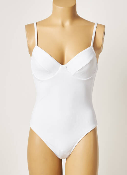 Maillot de bain 1 pièce stretch blanc KHASSANI femme