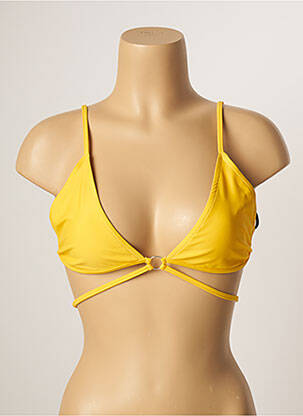 Haut de maillot de bain stretch haut soutien-gorge emboitant jaune KHASSANI femme