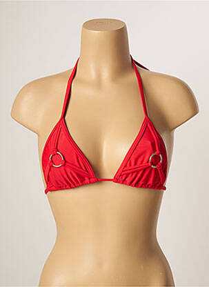 Haut de maillot de bain fermeture liens à nouer haut triangles rouge KHASSANI femme