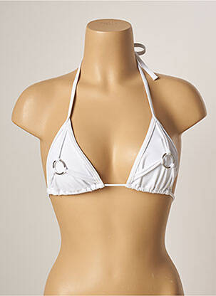 Haut de maillot de bain fermeture liens à nouer haut triangles blanc KHASSANI femme
