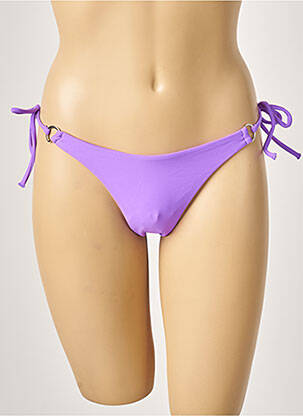Bas de maillot de bain imprimé rayures bikini violet KHASSANI femme