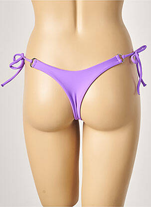 Bas de maillot de bain imprimé rayures bikini violet KHASSANI femme