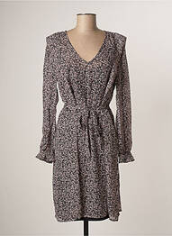 Robe mi-longue imprimé fleurs manches longues noir GARCIA femme