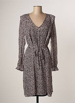 Robe mi-longue imprimé fleurs manches longues noir GARCIA femme