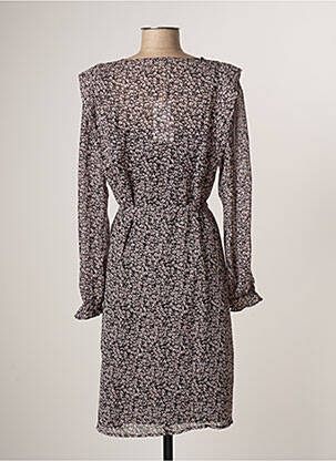 Robe mi-longue imprimé fleurs manches longues noir GARCIA femme