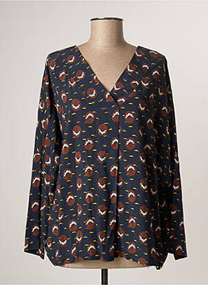 Blouse tissage popeline manches longues bleu PAKO LITTO femme