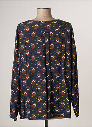 Blouse tissage popeline manches longues bleu PAKO LITTO femme