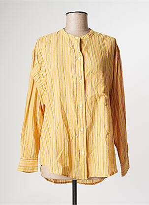 Chemisier tissage popeline manches longues jaune CHARLIE JOE femme