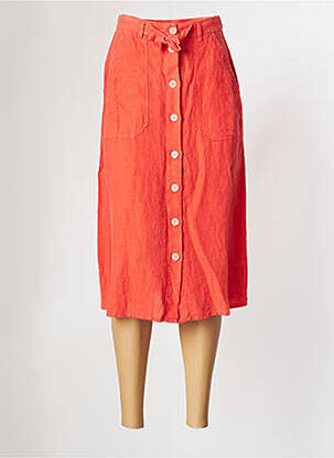 Jupe mi-longue taille haute orange ONE STEP femme