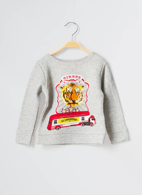 Sweat-shirt tissage chiné manches longues gris MA LOCOMOTION garcon