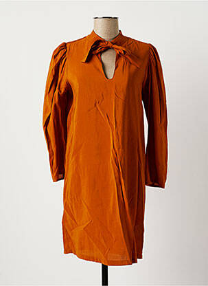Robe mi-longue manches longues manches longues marron SCOTCH & SODA femme