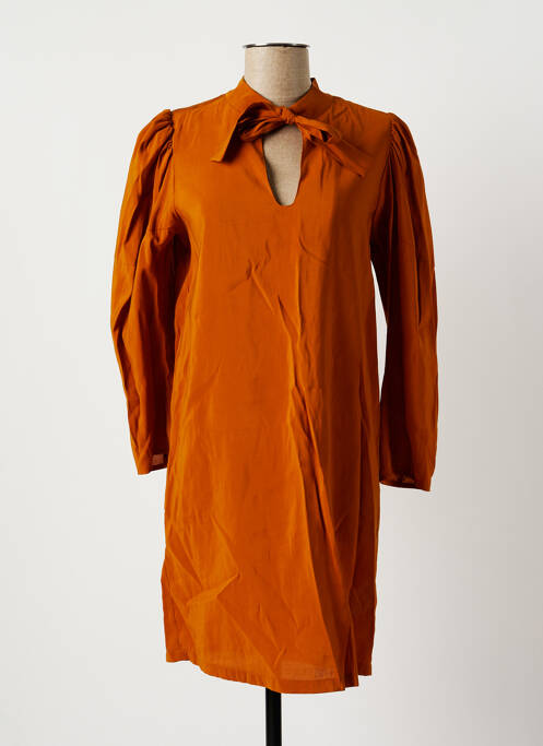 Robe mi-longue manches longues manches longues marron SCOTCH & SODA femme