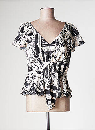 Top imprimé fantaisie manches courtes blanc LINEA RAFFAELLI femme
