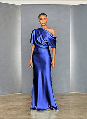 Robe longue bleu AMSALE pour femme