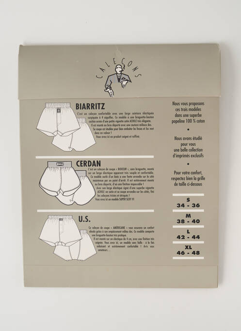 Caleçon imprimé fantaisie noir ACHILE homme