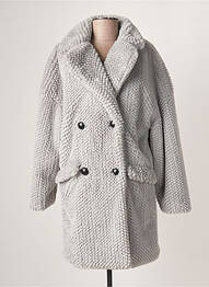 Manteau long coupe droite sans capuche gris LAUREN VIDAL femme